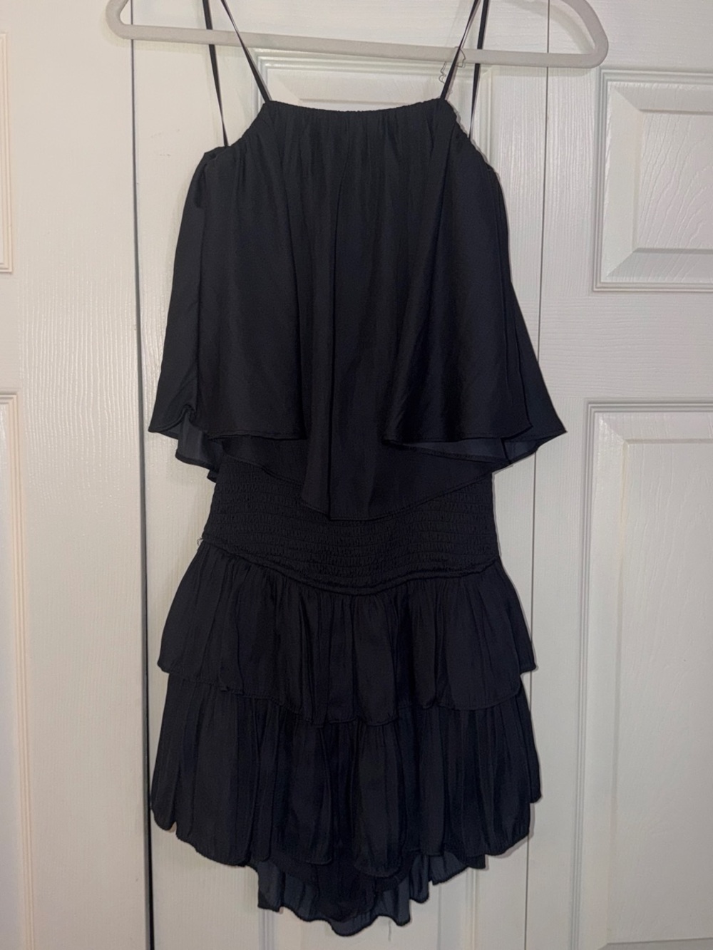 Black Tiered Spaghetti-Strap Dress